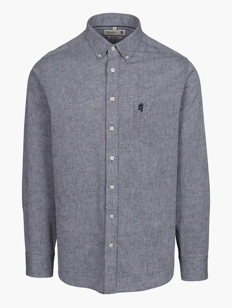 Pringle Riaan Long Sleeve Classic Linen Shirt - Navy PR112044.