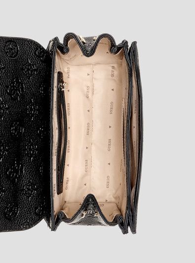 Guess Black Logo Cresidia ii Convertible Crossbody Flap Bag Black PD988821.