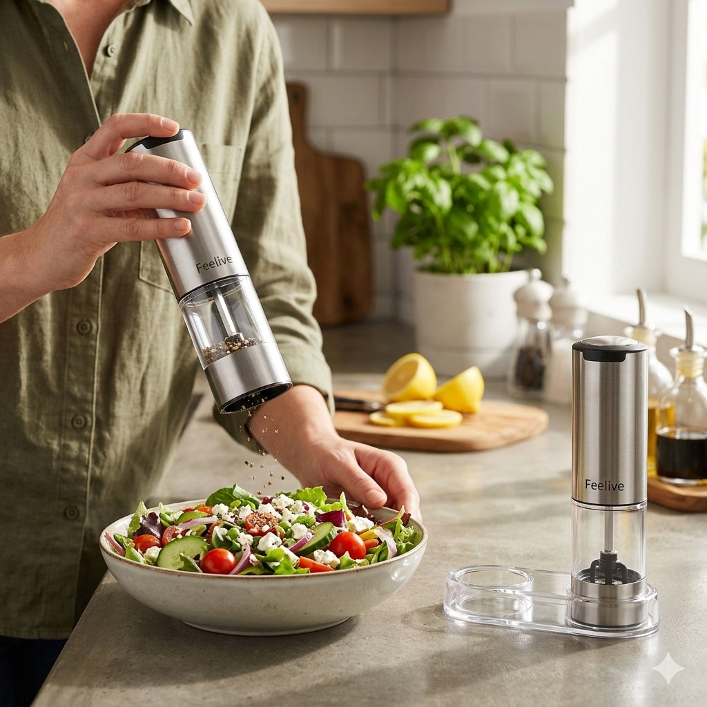 Feelive Stainless Steel Spice Salt & Pepper Grinder FSSSPG.