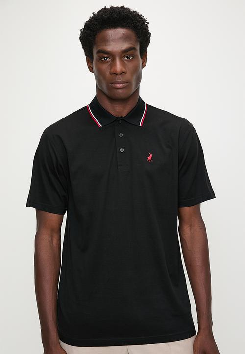 Polo Men's Tipped Mercerised Cotton Golfer - Black.
