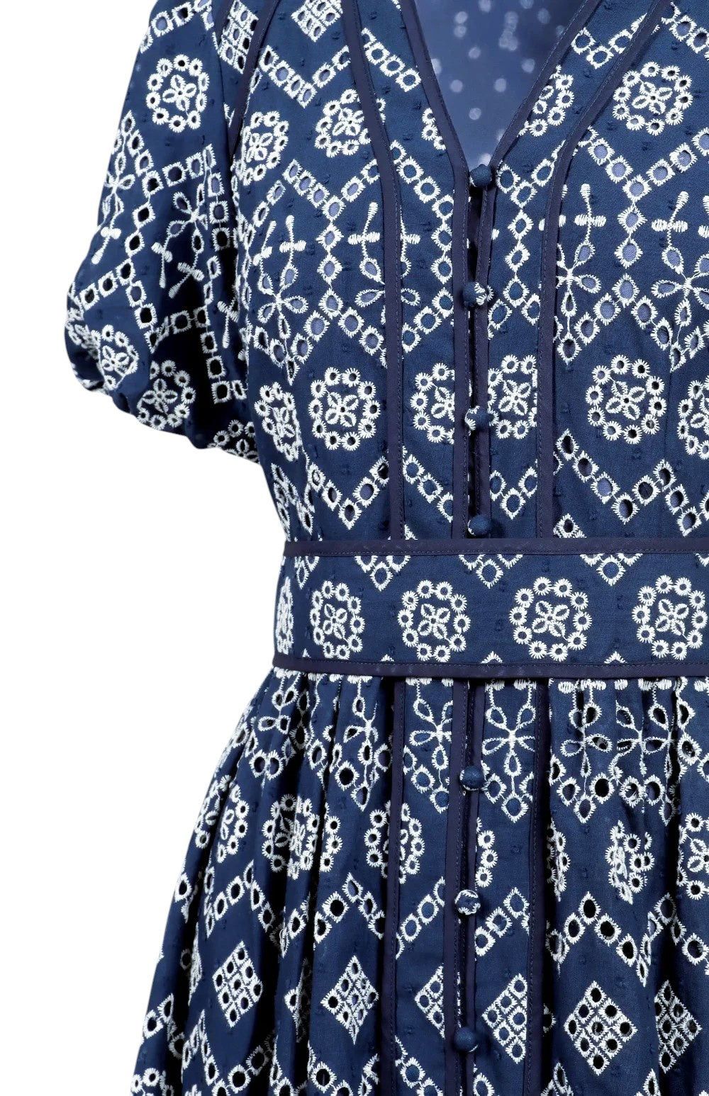 Pringle Women's Dress Blue Rea Embroidered Midi.