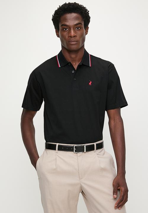 Polo Men's Tipped Mercerised Cotton Golfer - Black.