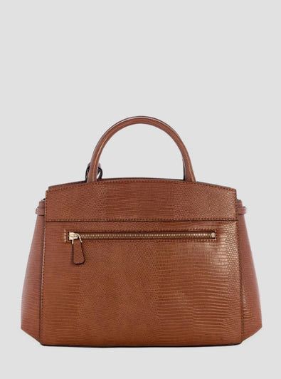 Guess Melinda Triple Compartment Satchel Bag Cognac KL993306.