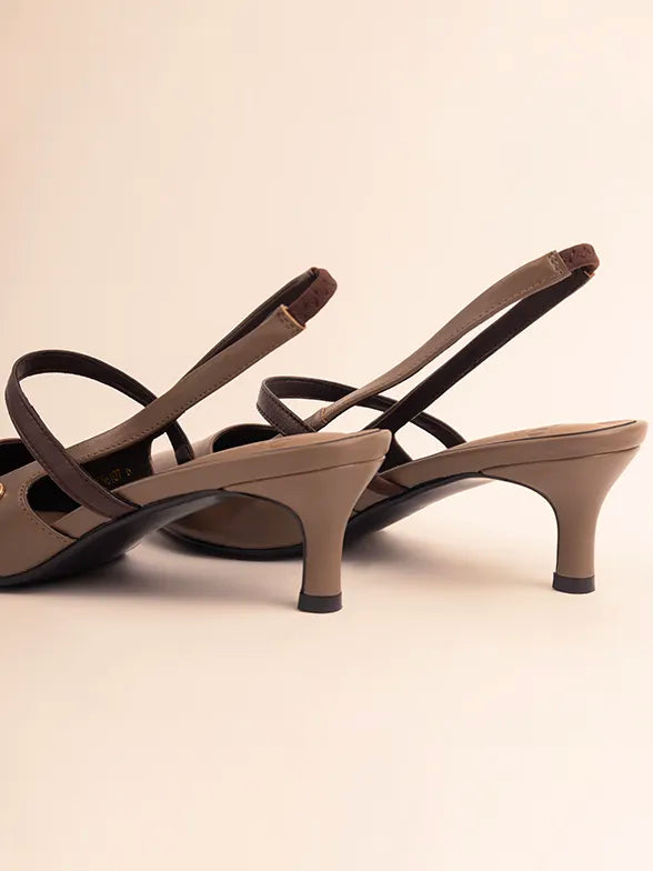 Polo Women's Kitten Strap Heel Taupe