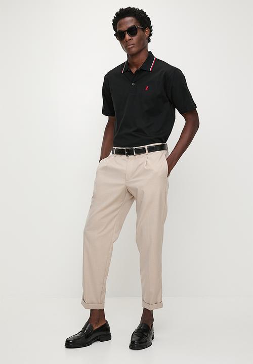 Polo Men's Tipped Mercerised Cotton Golfer - Black.