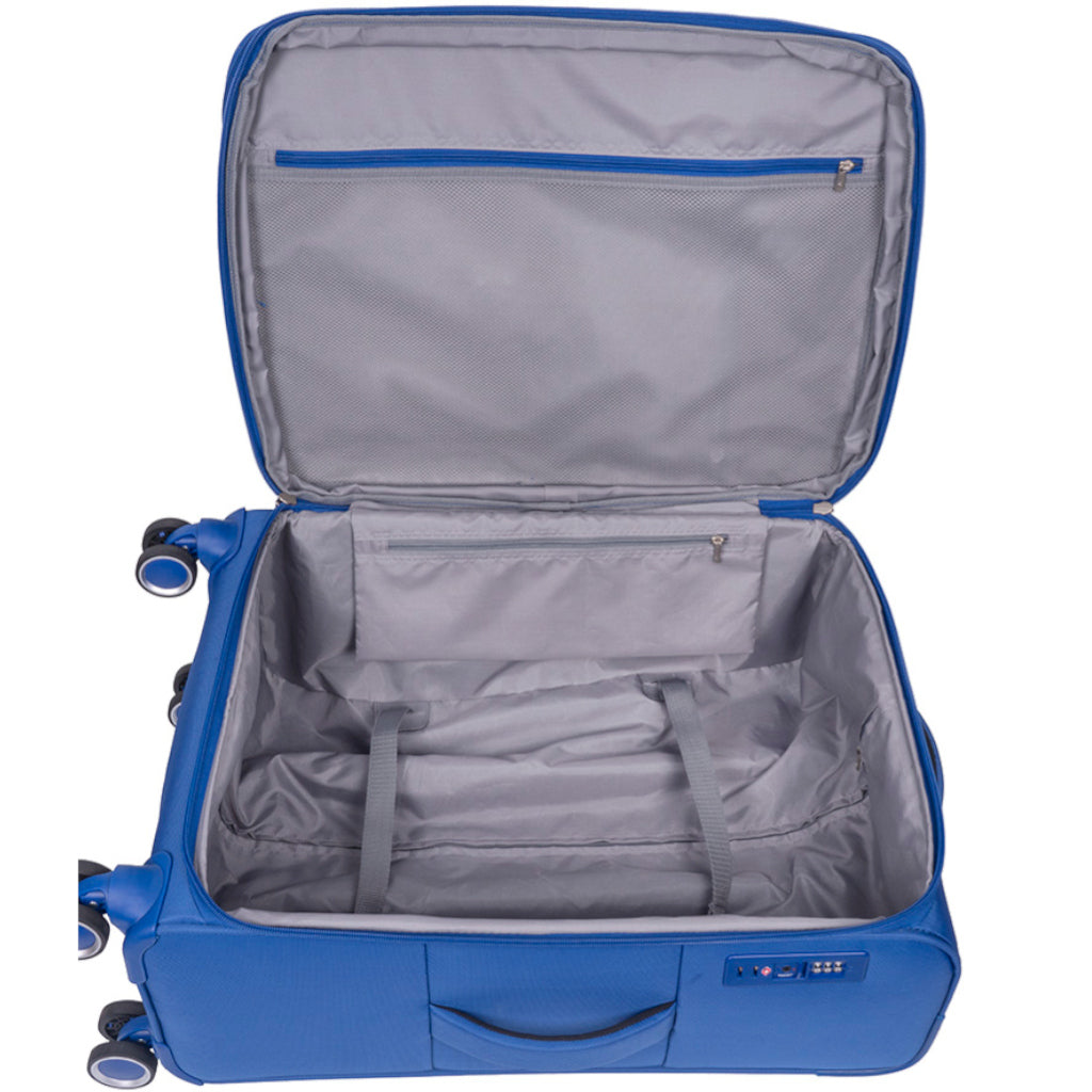 Cellini Rapido Soft Shell 4 Wheel Trolley Case Blue.