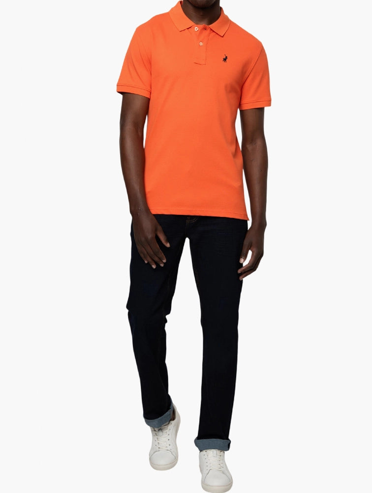 Mens Essential Pique SS Golfer Orange.