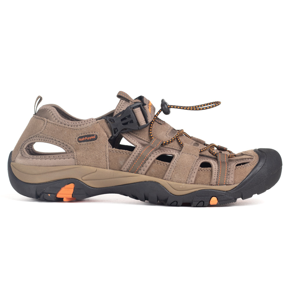 Hush Puppies Mens Hite Cow Suede Mesh Sandal - Brown