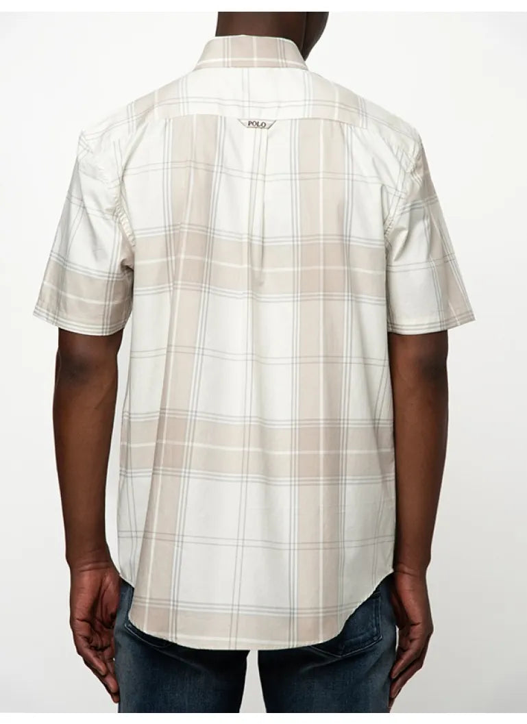 Polo Check Short Sleeve Shirt -Stone 0062586.