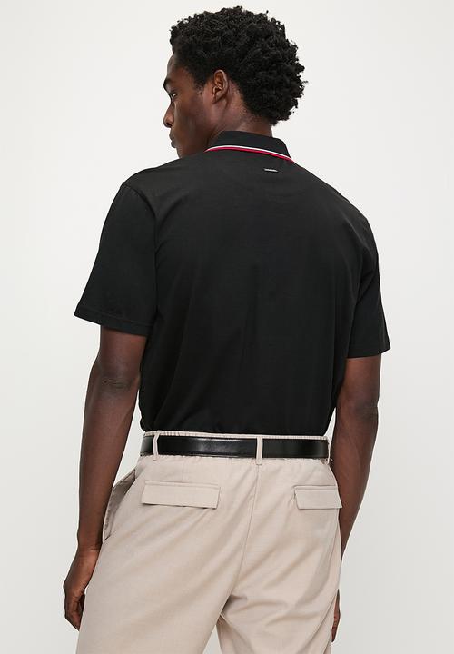 Polo Men's Tipped Mercerised Cotton Golfer - Black.