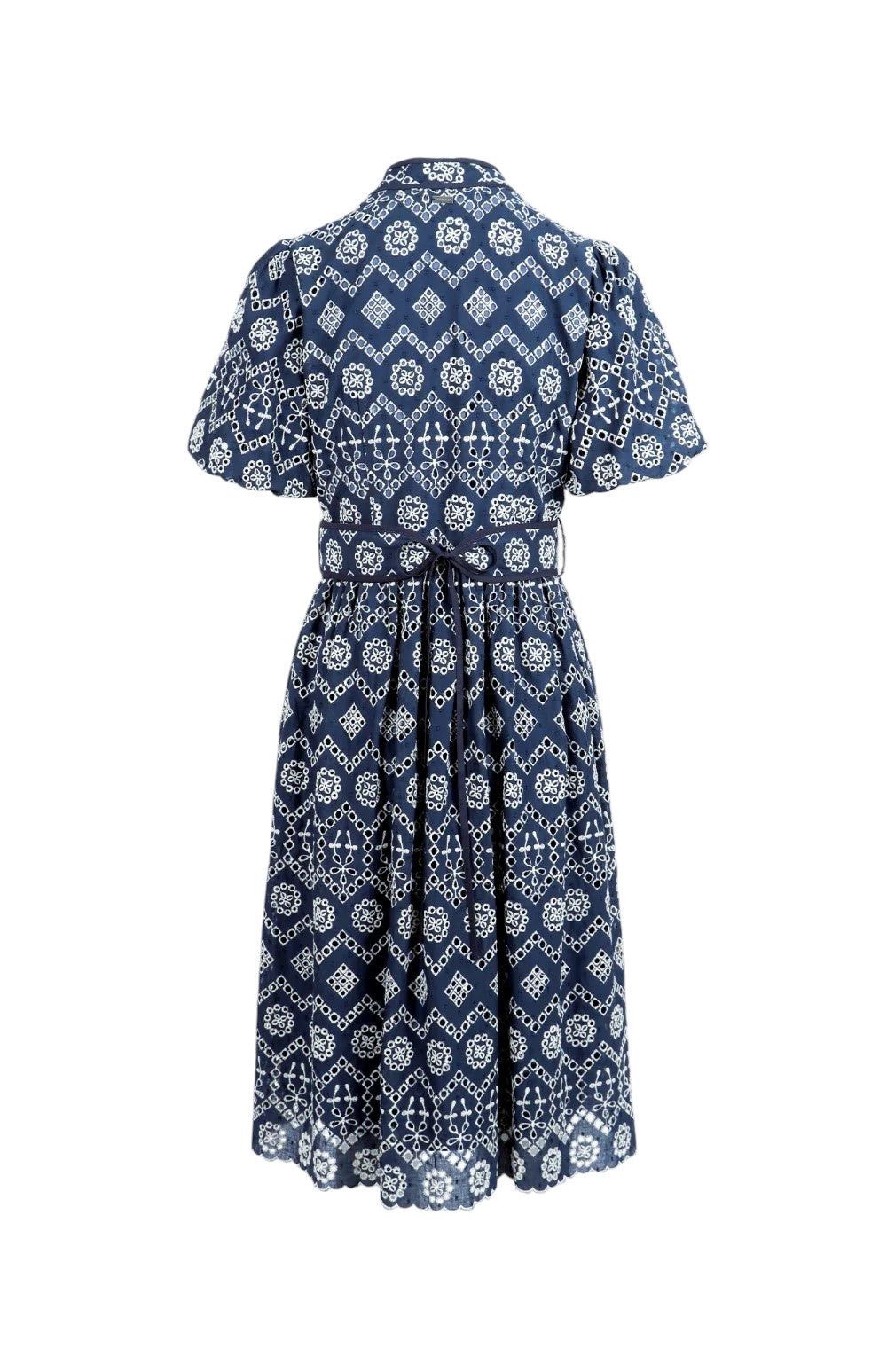 Pringle Women's Dress Blue Rea Embroidered Midi.
