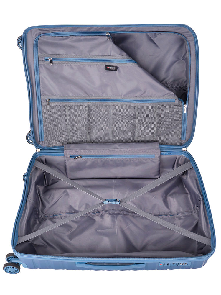 Cellini Aerotech 4 Wheel Trolley Suitcase Blue.