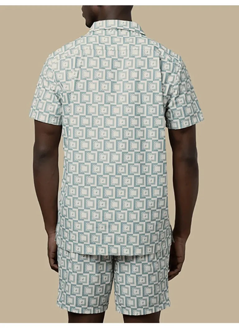 Polo PJC Short Sleeve Monogram Shirt - Aqua 0048042.