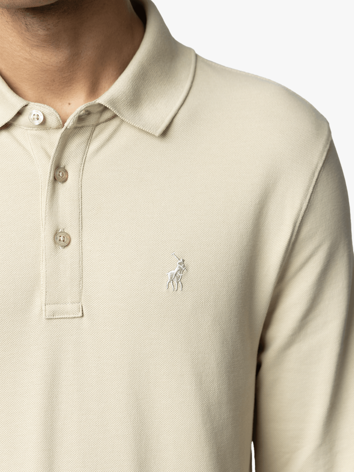 POLO Long Sleeve Essential Golfer - Stone.