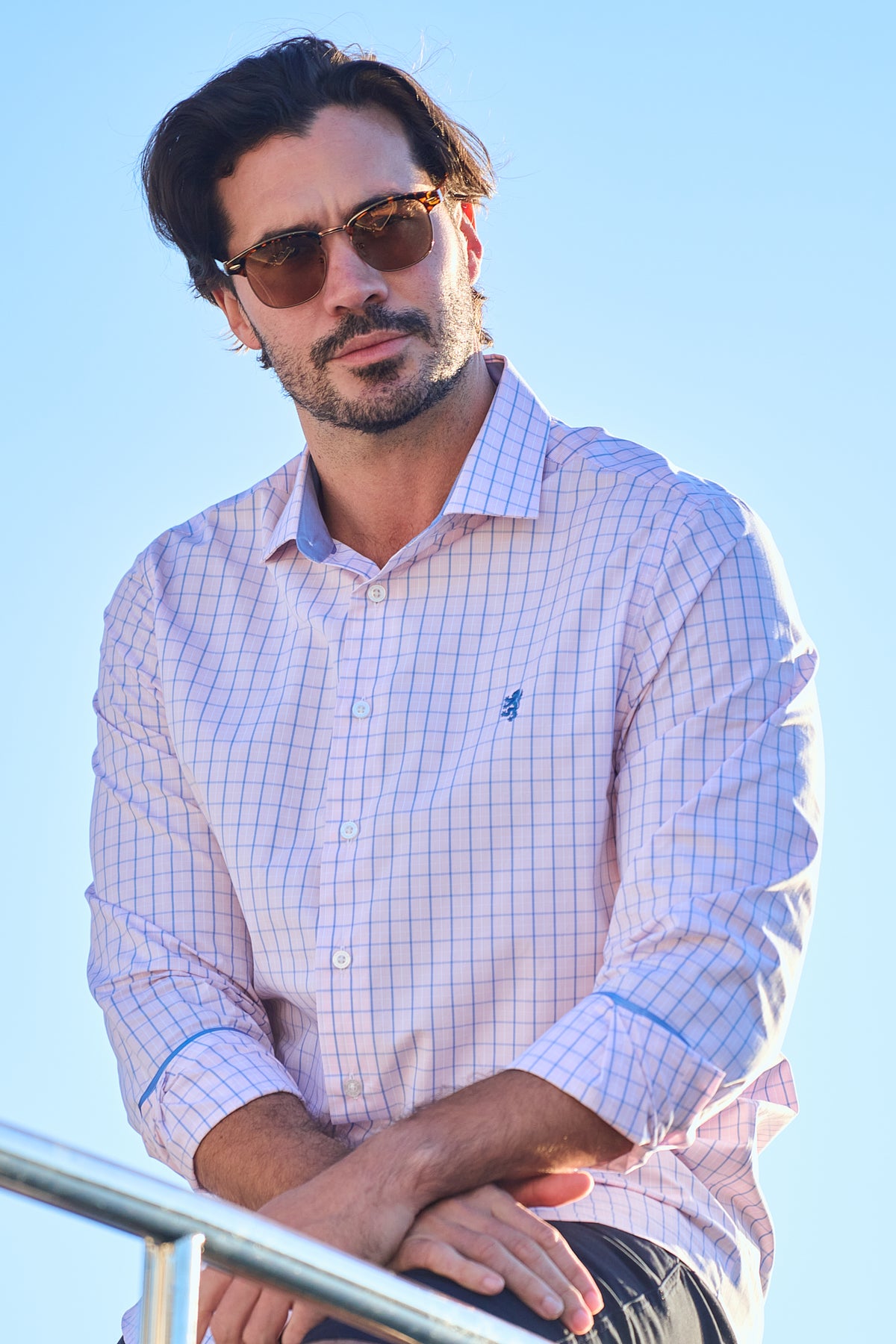 Pringle Sloan Micro Check Tailored Shirt - Pink PR111471.