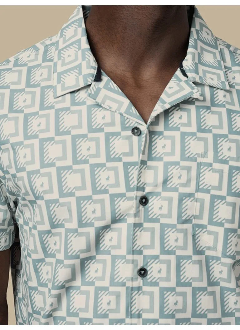 Polo PJC Short Sleeve Monogram Shirt - Aqua 0048042.