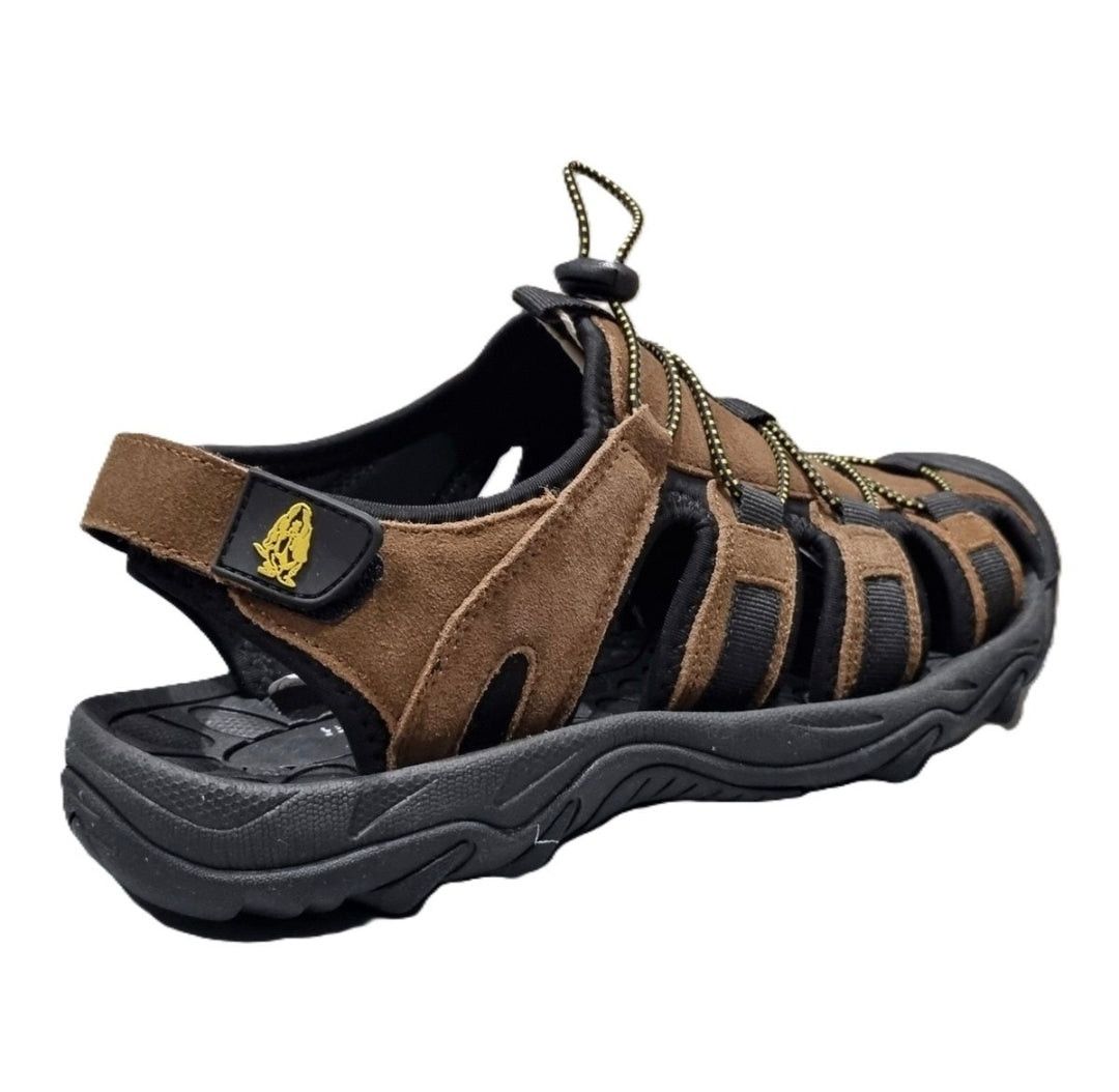 Hush Puppies Mens Porting Sandal Brown Suede Mesh.