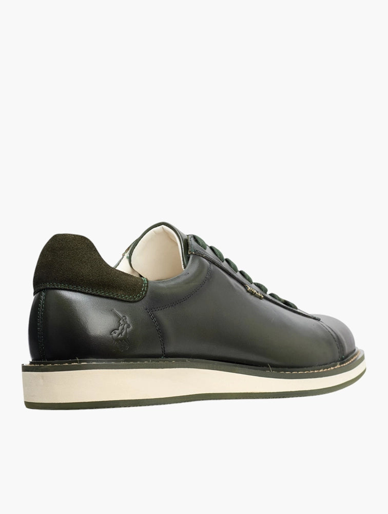 Polo Men's Smooth Leather Formal Sneaker - Olive
