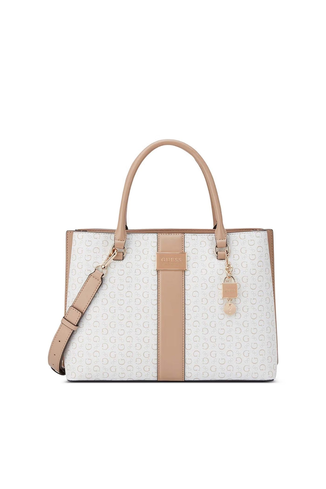 Guess Isabella Satchel Hand Bag - White SG193206 GM19314.