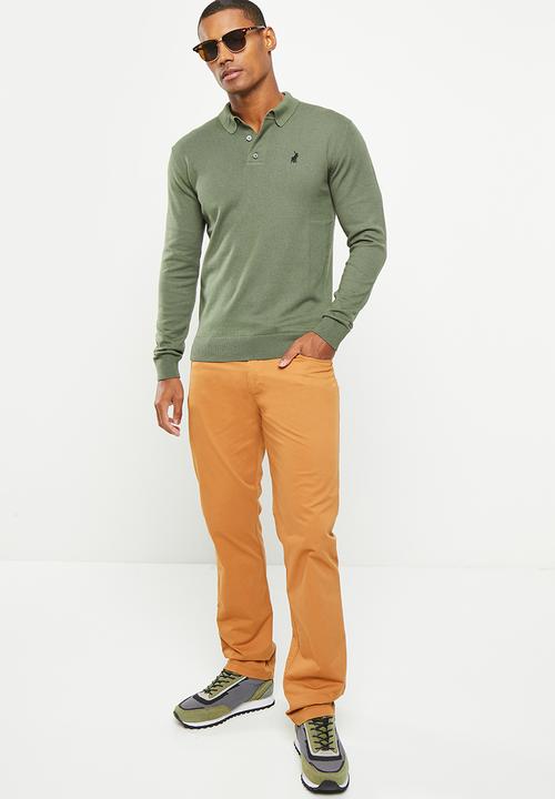 Polo Men's Overdyed Twill 5 Pocket Trouser Camel