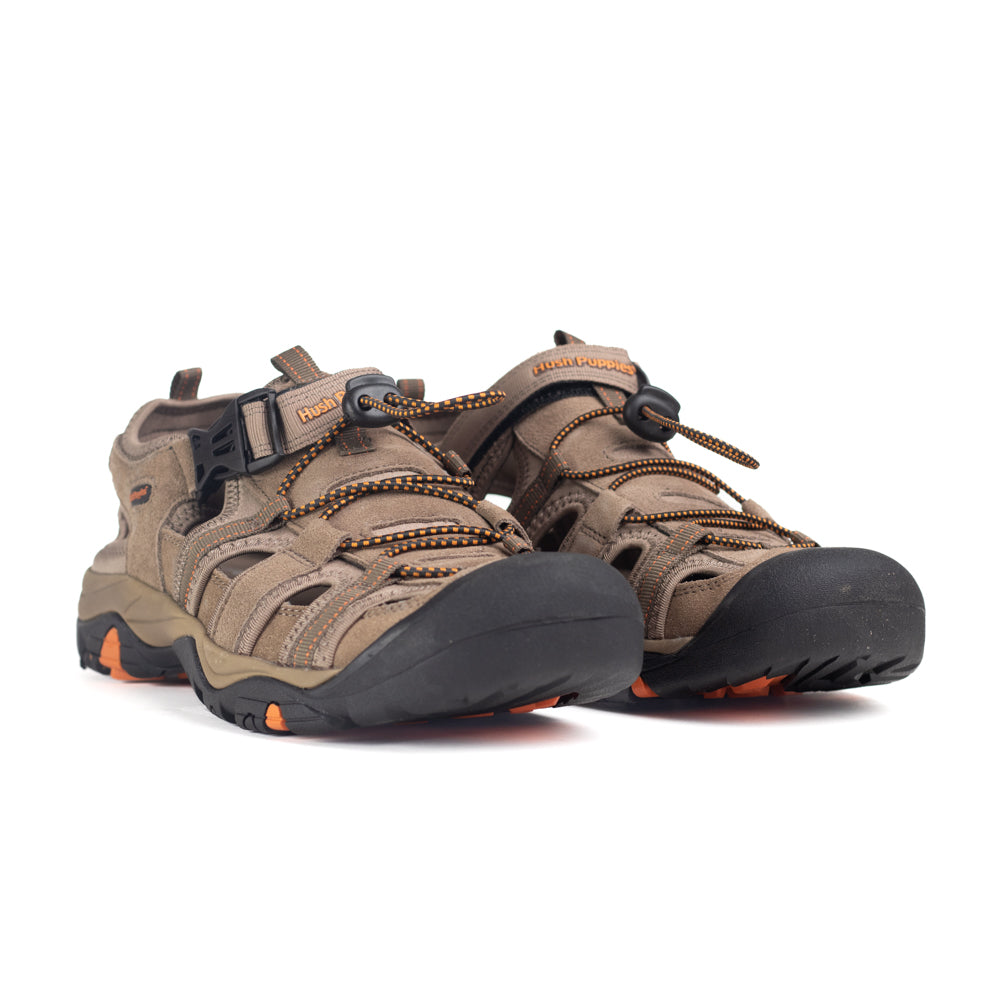 Hush Puppies Mens Hite Cow Suede Mesh Sandal - Brown