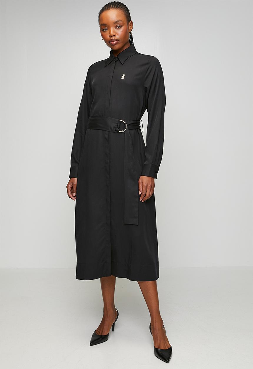 Polo Women's Black Mairi Tencel Long Sleeve Shirt Dress