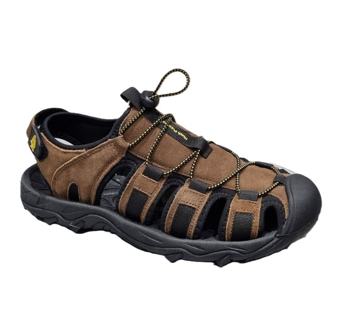 Hush Puppies Mens Porting Sandal Brown Suede Mesh