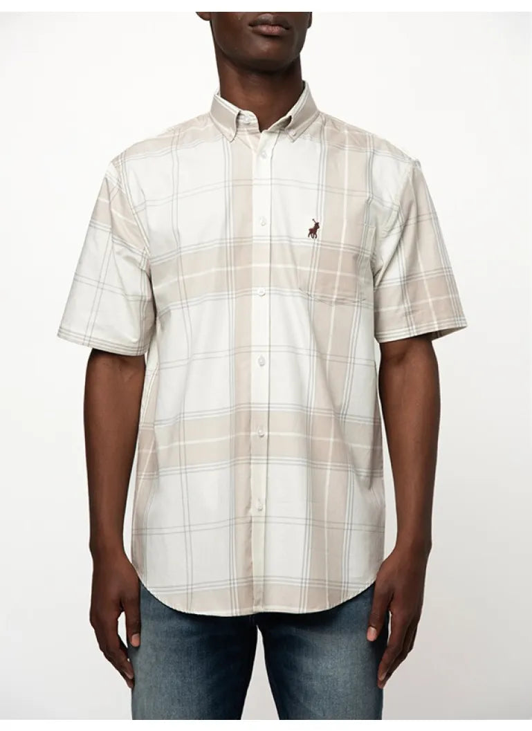 Polo Check Short Sleeve Shirt -Stone 0062586.