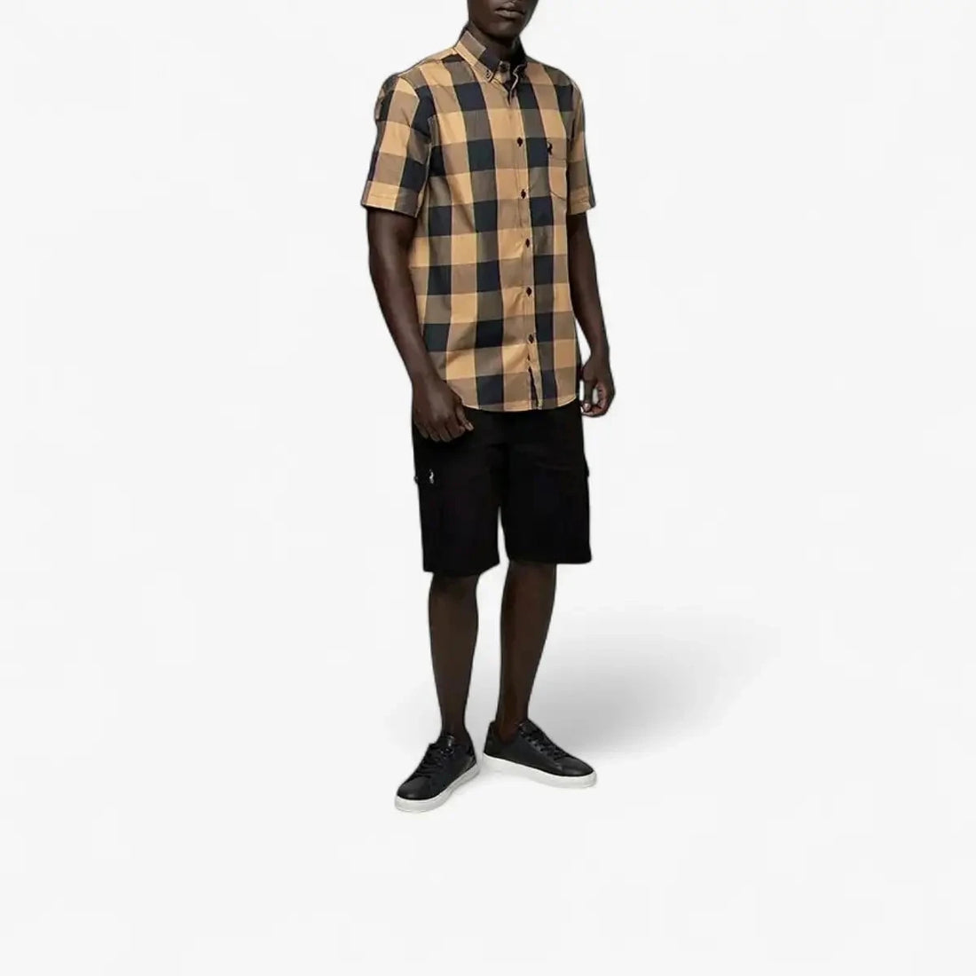 Polo Mens Large Check Short Sleeve Shirt - Camel 0062576.