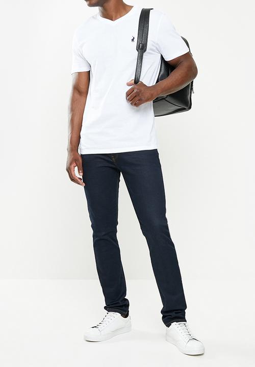 Polo V Neck Mens T-Shirt White.