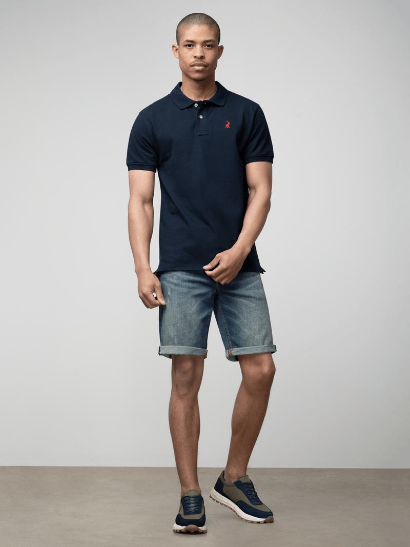 Polo Stretch Pique Golfer Navy.