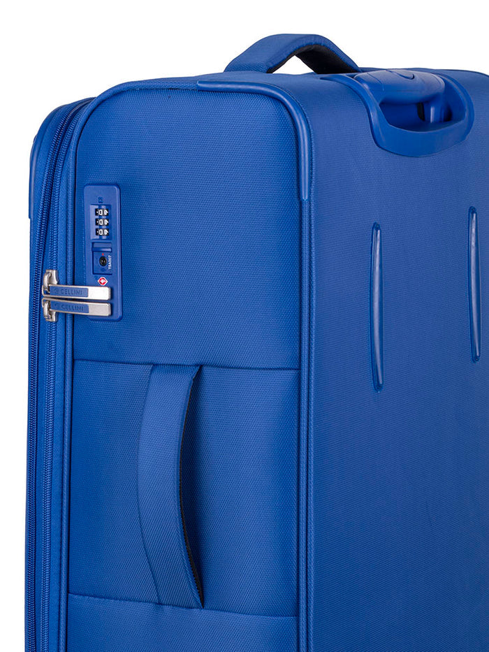 Cellini Rapido Soft Shell 4 Wheel Trolley Case Blue.