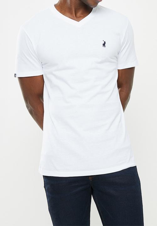 Polo V Neck Mens T-Shirt White.