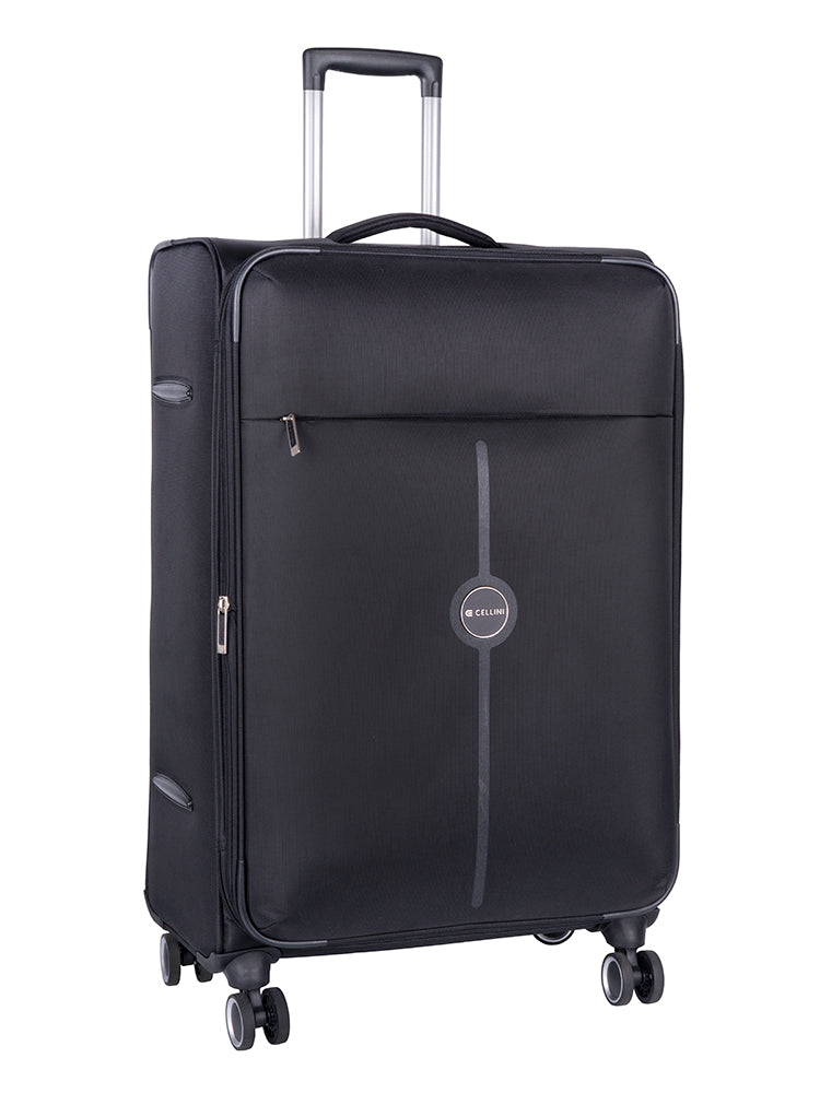 Cellini Rapido Soft Shell 4 Wheel Trolley Case Black.