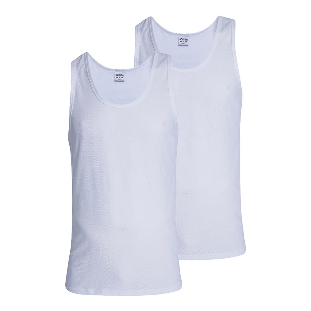 Jockey Mens 2 Pack Athletic Vest White.