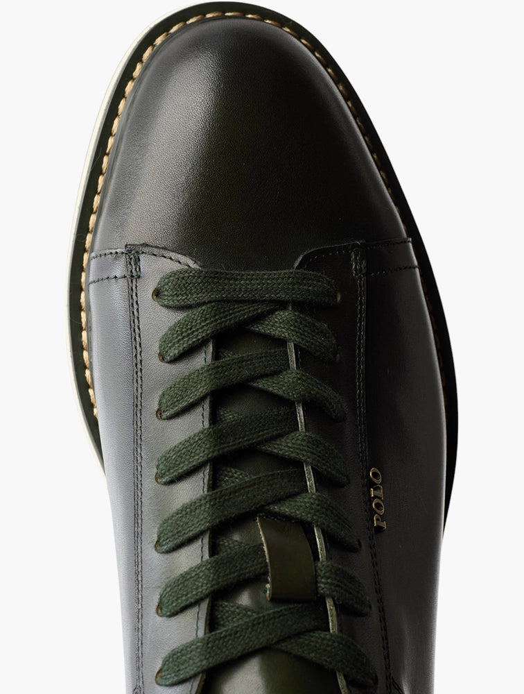 Polo Men's Smooth Leather Formal Sneaker - Olive