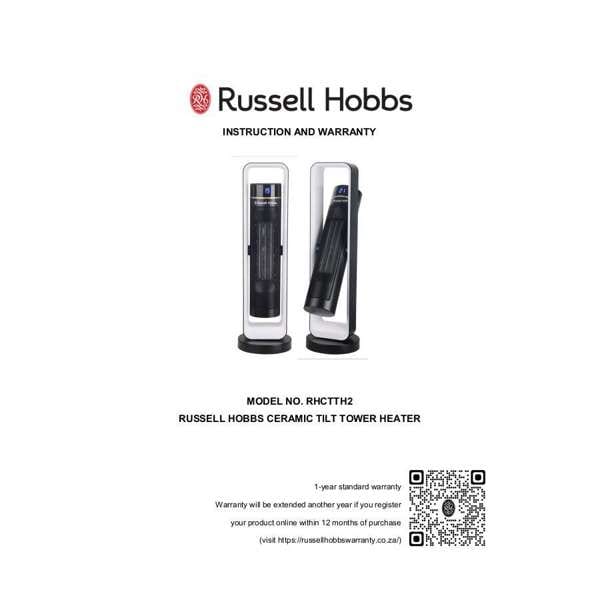 Russel Hobbs HEATER Russell Hobbs Ceramic Tilt Tower Heater RHCTTH2