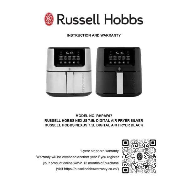 Russell Hobbs AIR FRYER Russel Hobbs Nexus 7.5L Digital Air Fryer Black RHPAF07