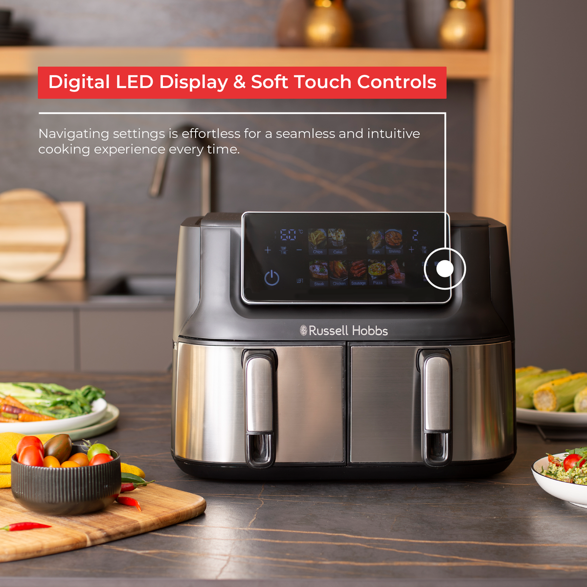 Russell Hobbs AIR FRYER Russell Hobbs 9L Dual Air Fryer RHAF09DSS