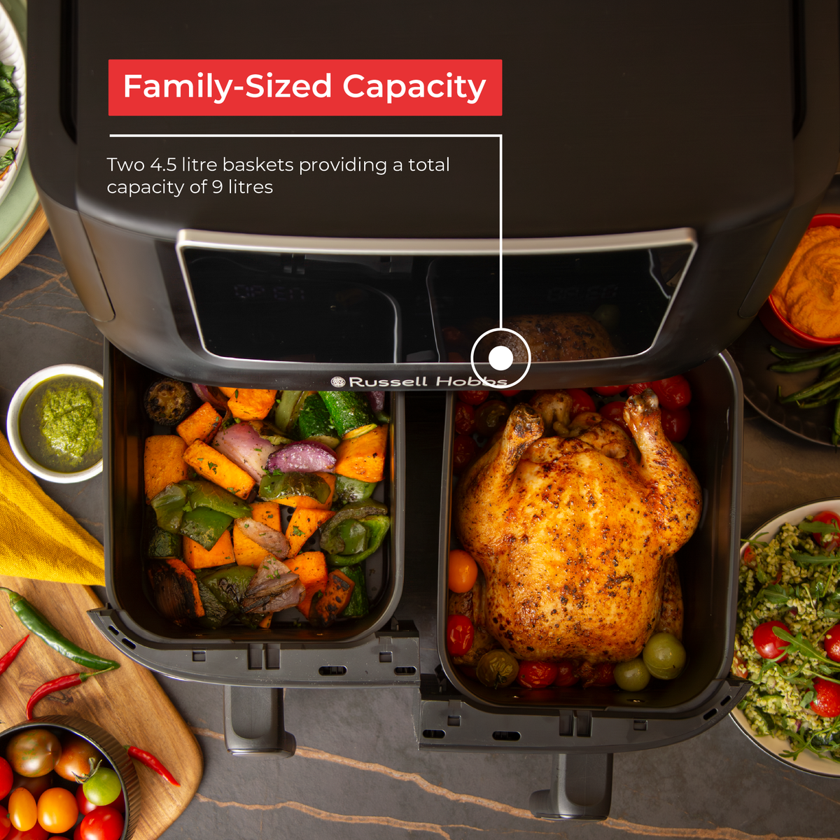 Russell Hobbs AIR FRYER Russell Hobbs 9L Dual Air Fryer RHAF09DSS