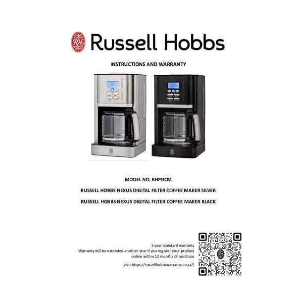 Russell Hobbs COFFEE MACHINE Russell Hobbs Nexus Digital Coffee Maker Black RHPDCM