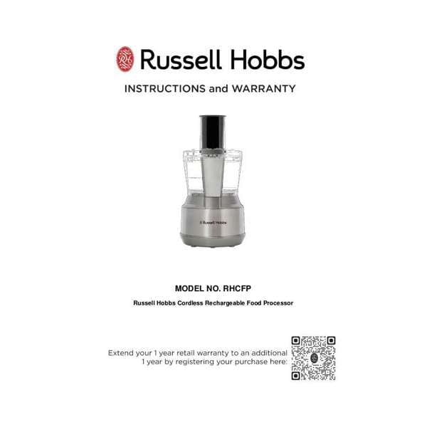 Russell Hobbs Hand Mixer Russell Hobbs Cordless Rechargeable Food Processor RHCFP (863100)