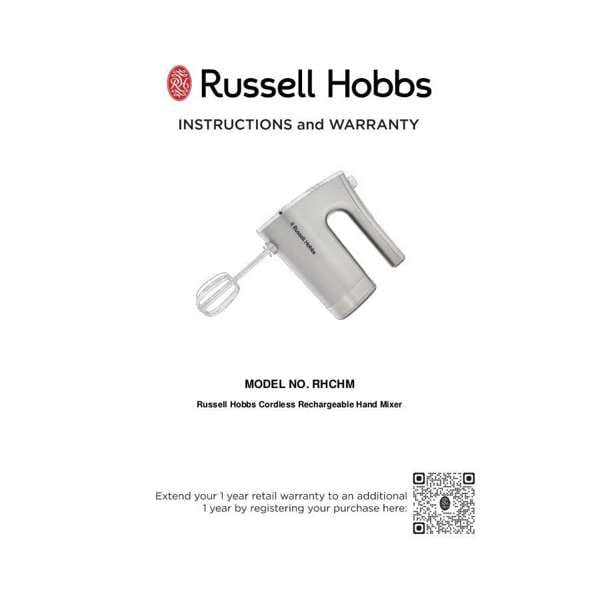 Russell Hobbs Hand Mixer Russell Hobbs Cordless Rechargeable Hand Mixer RHCHM (863102)