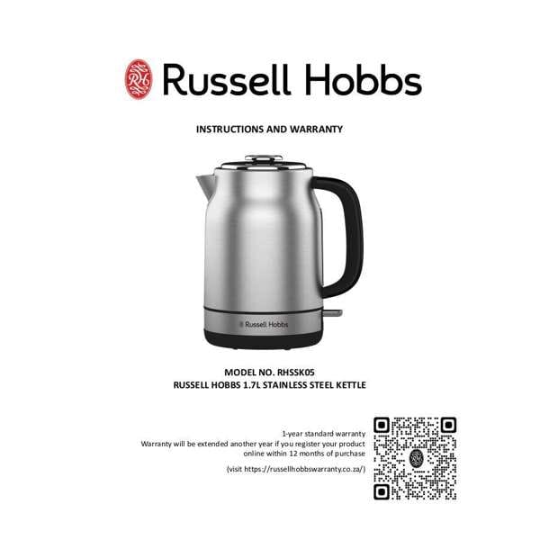 Russell Hobbs KETTLE Russell Hobbs 1.7L Stainless Steel Cordless Kettle RHSSK05