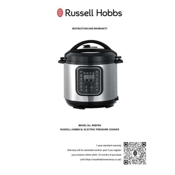 Russell Hobbs Pressure Cooker Russell Hobbs Electric Pressure Cooker 6 Litre RHEP6N