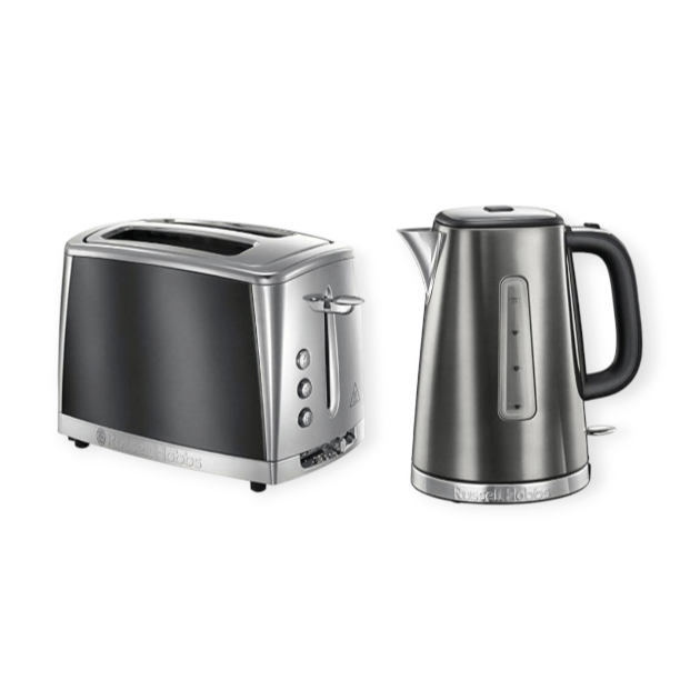Russell Hobbs TOASTER & KETTLE Russell Hobbs Luna 2 Slice Toaster and Kettle Set Moonlight Grey