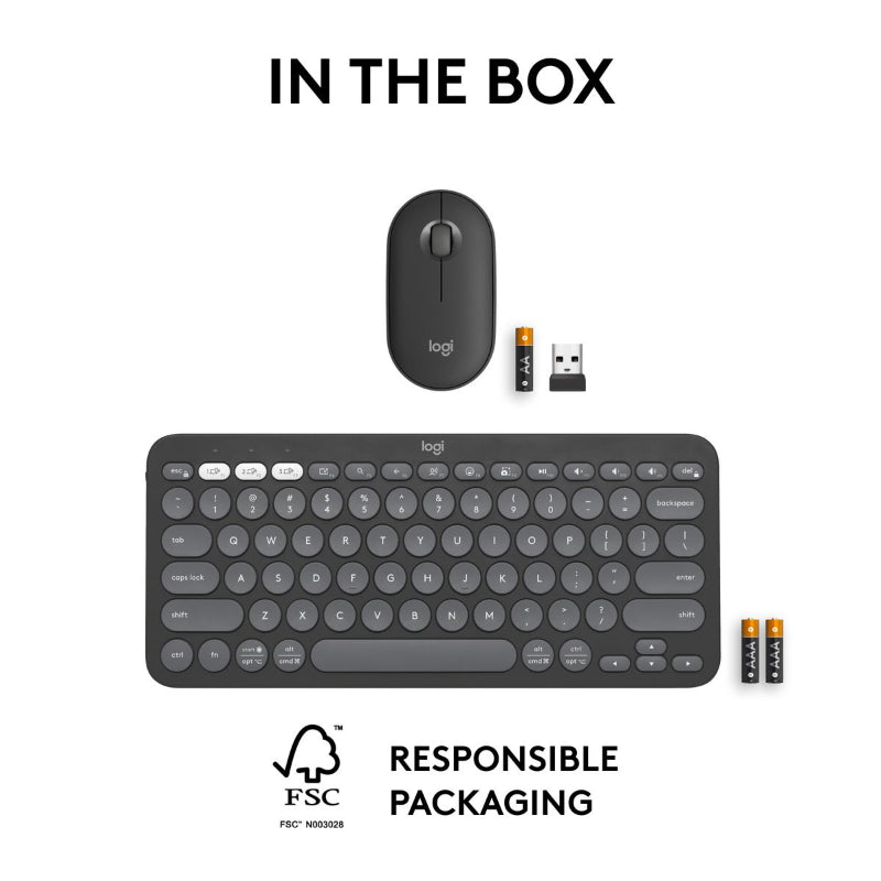 Logitech Pebble 2 Wireless Keyboard and Mouse combo.