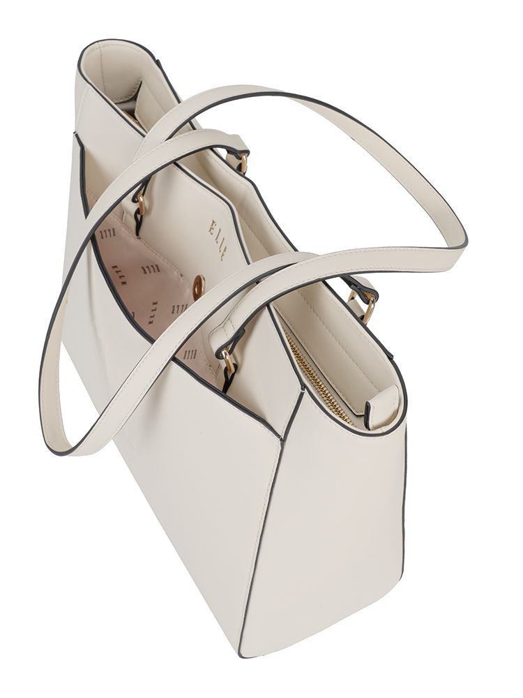 Elle  Embossed Tote Handbag Cream EL100101.