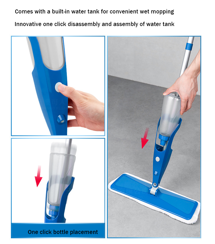 Kleaner Water Spray Mop Flat Mop Can Add Disinfectant Spray Mop 38cm 500ml KA2202.