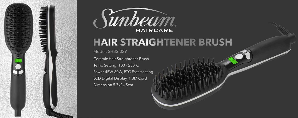 Sunbeam Heated Hair Straightener Brush SHBS-029.